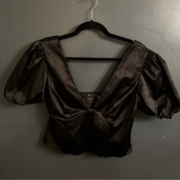 ASOS black satin top with bust cup detail | size 10 - Picture 5 of 10